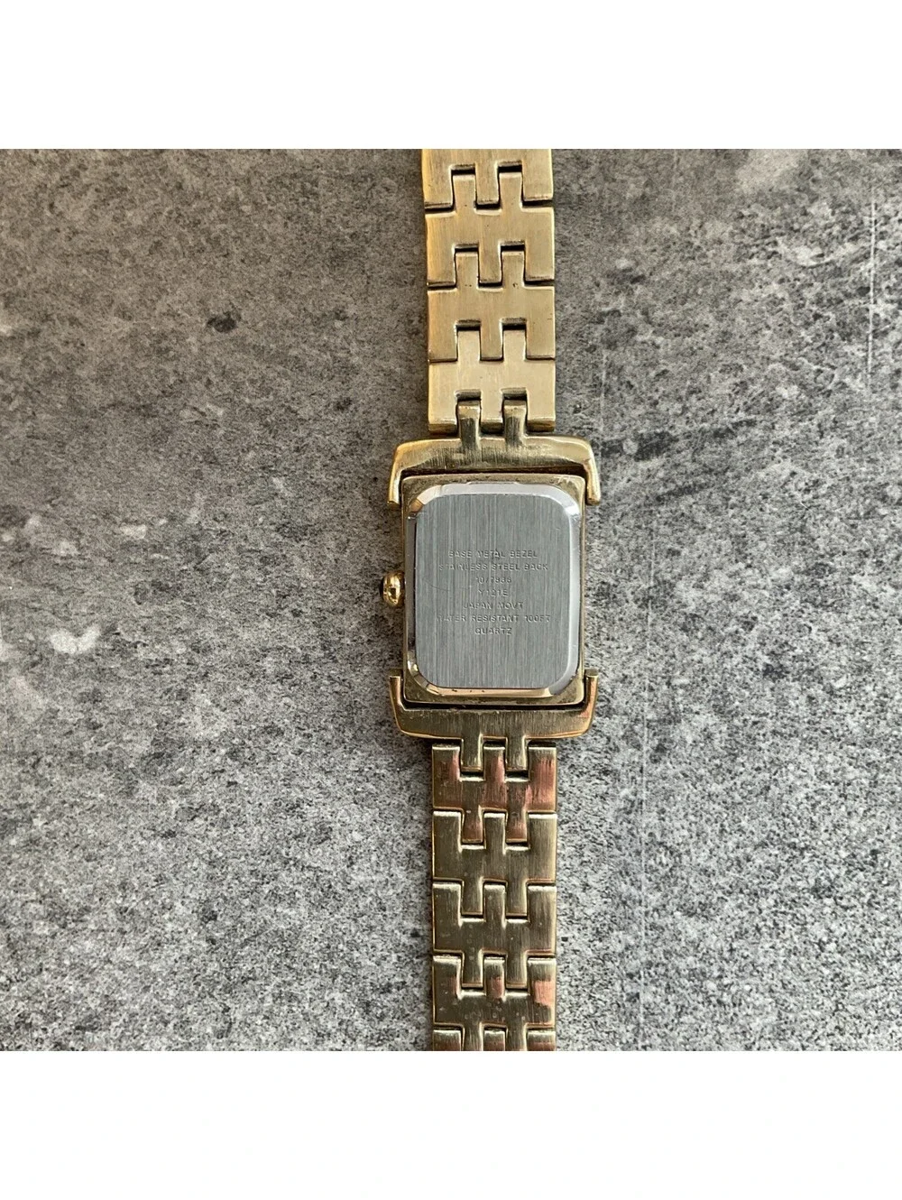 Anne Klein Womens Tank Style Watch 25mm Gold Tone Case & Band MOP Dial Bin O